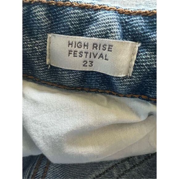 PacSun Light Blue Distressed High Rise Festival Denim Shorts 23" - Picture 5 of 7